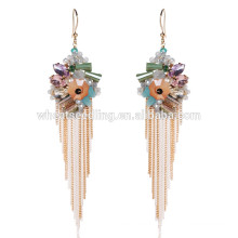 Accessoires de mode en cristal de couleur chaude pendent bijoux boucles d&#39;oreilles hypoallergéniques longues